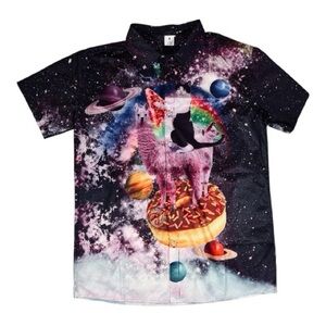 Galaxy Cat Shirt Size M Spacecore Weidcore Dreamcore Memcore Kidcore Mardigras